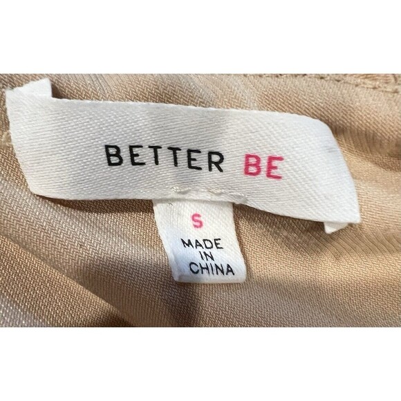 Better Be Tan Nude rouched Stretch V Neck Mini short sleeve dress Size Small - Picture 5 of 7